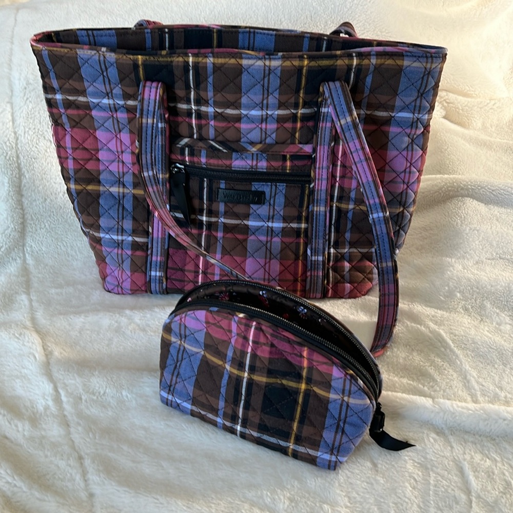 Vera Bradley Small Vera Tote Handbag w/ matching cosmetic pouch